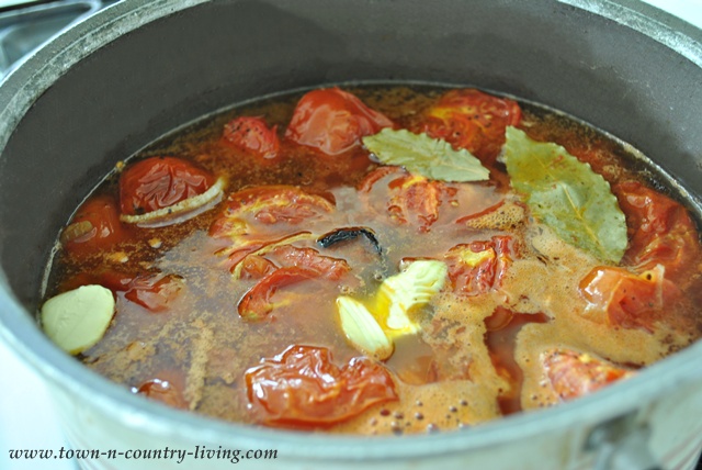 Stewing tomatoes for Roasted Tomato Soup